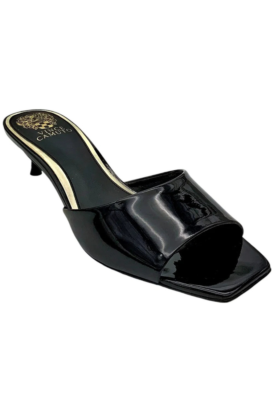 Vince Camuto Leather Kitten Mules Faiza Black - Medium